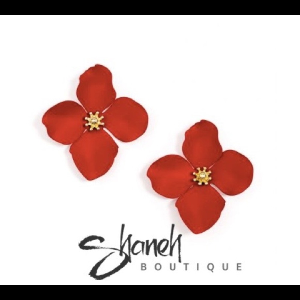 Four pedals floral earrings - 18k gold-plated